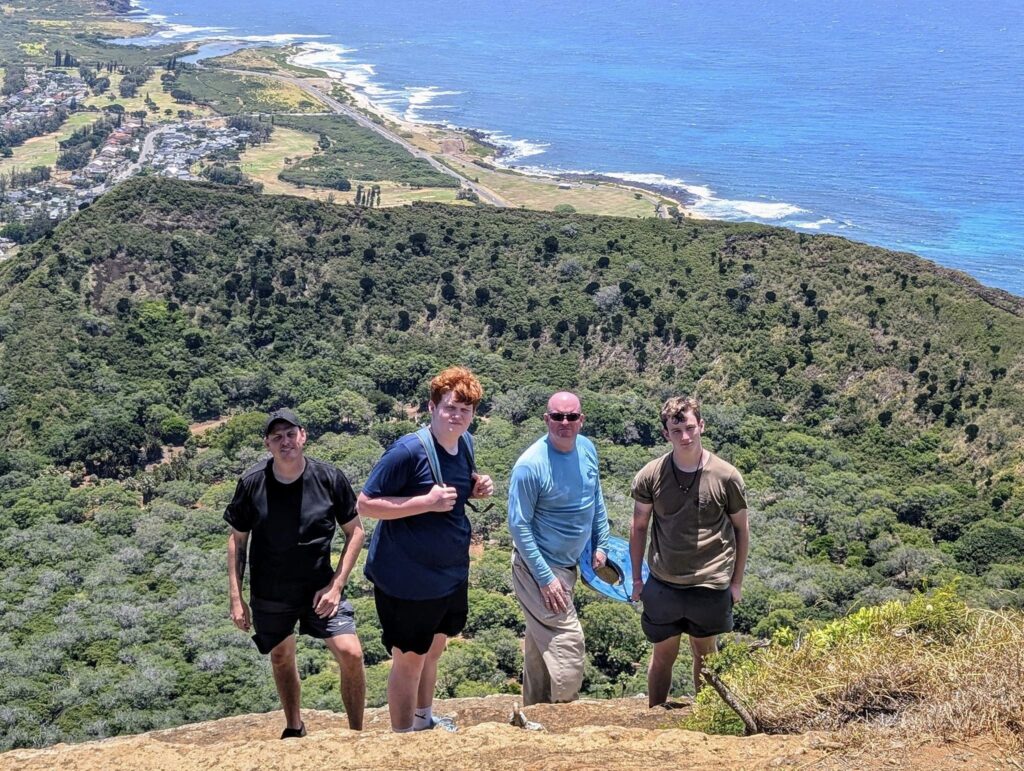 The group overlooking the top of Koko Heads cliff