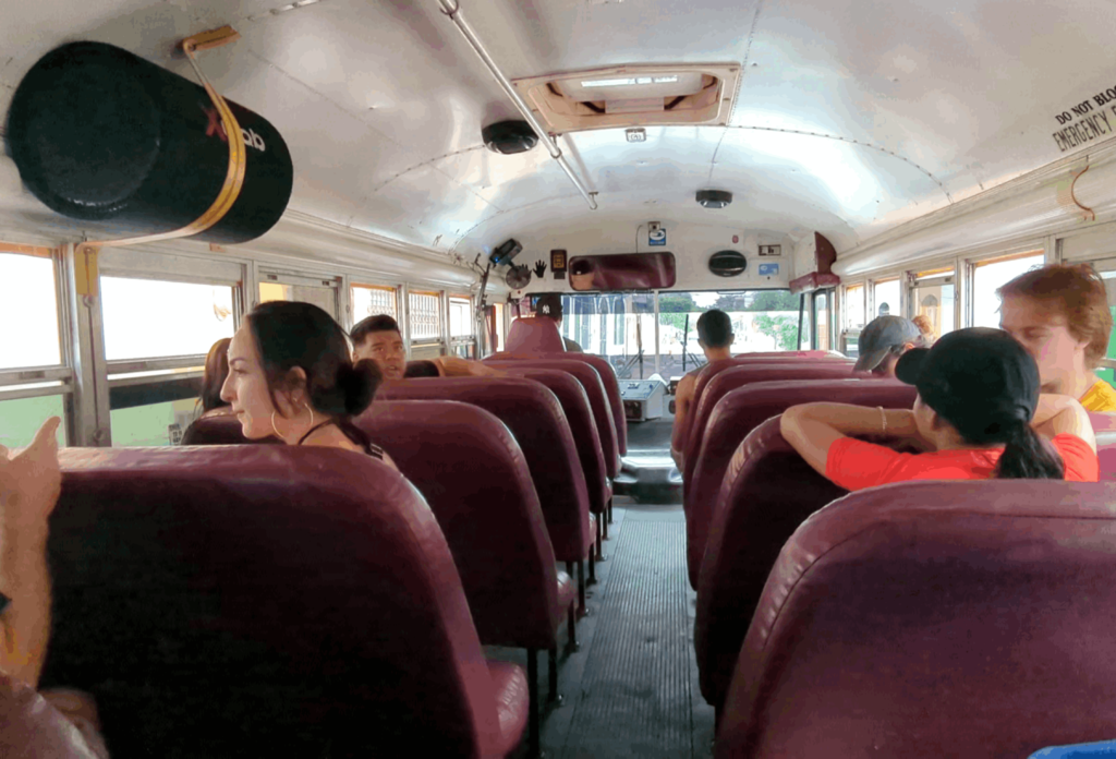 Bus ride with Volcano Day sledding