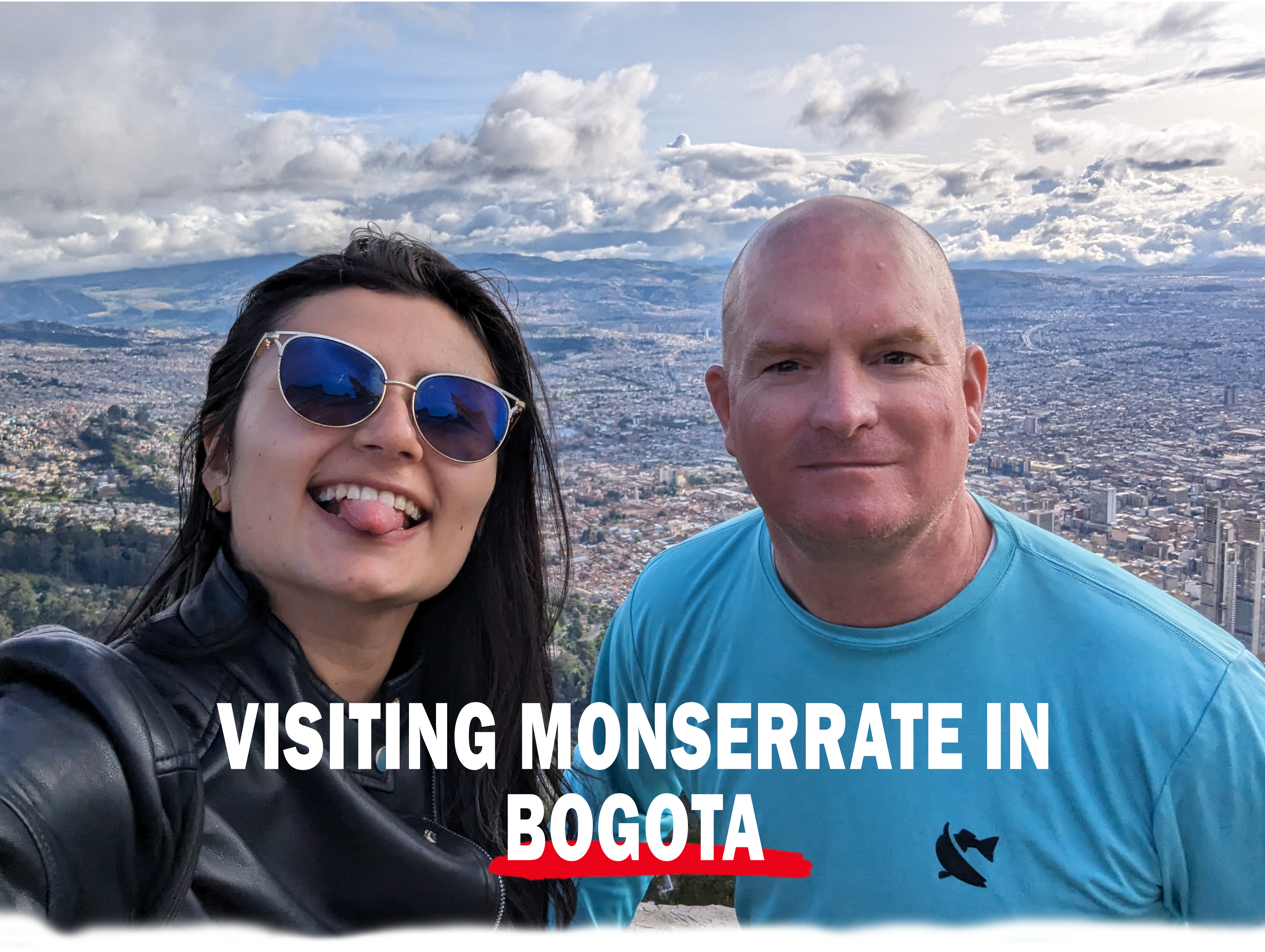 Michael McGill poses for a selfie with tour guide in Bogota Colombia